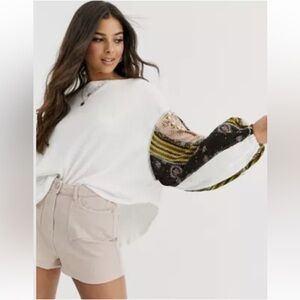 Free People We The Free NWT Blossom Floral Thermal Balloon Sleeves